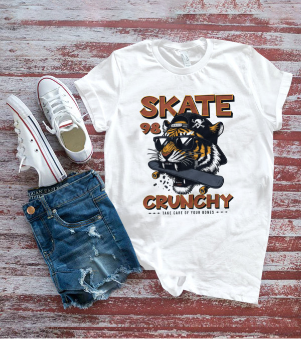 SKATE 98 CRUNCHY Tiger Take Care Of Your Bones T-Shirt