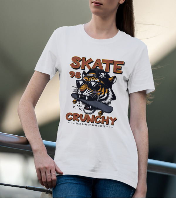SKATE 98 CRUNCHY Tiger Take Care Of Your Bones T-Shirt