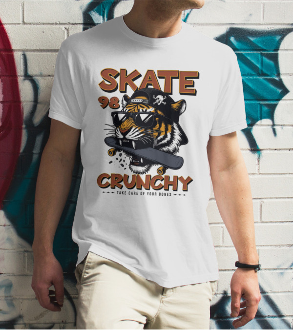 SKATE 98 CRUNCHY Tiger Take Care Of Your Bones T-Shirt