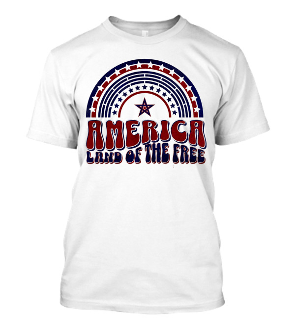 America Land Of The Free 4th Of July Star And Stripes Rainbow T-Shirt