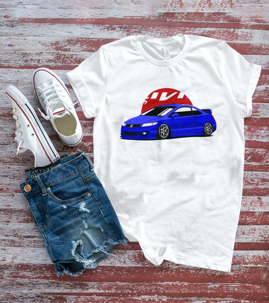 Civic SI JDM Cars Honda Blue Sports Car Japanese T-Shirt