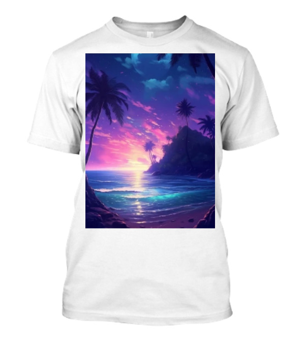 Escape The Ordinary Tropical Sunset With Palm Trees And Ocean View T-Shirt