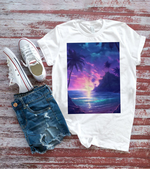 Escape The Ordinary Tropical Sunset With Palm Trees And Ocean View T-Shirt
