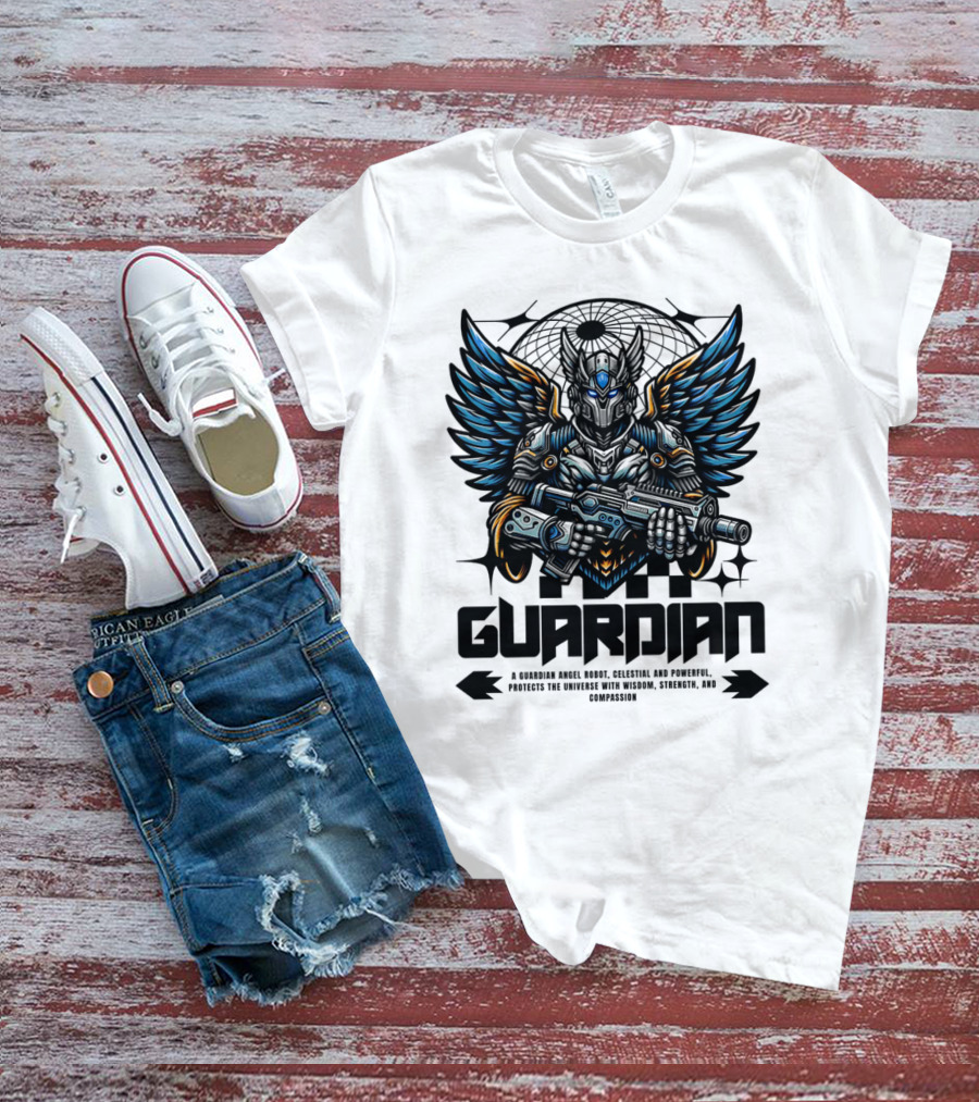 Guardian Angel Robot Celestial And Powerful Protects The Universe With Wisdom Strength And Compassion T-Shirt