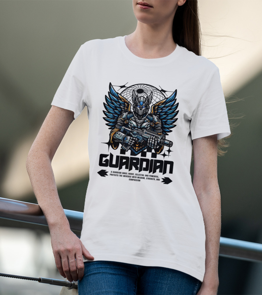 Guardian Angel Robot Celestial And Powerful Protects The Universe With Wisdom Strength And Compassion T-Shirt