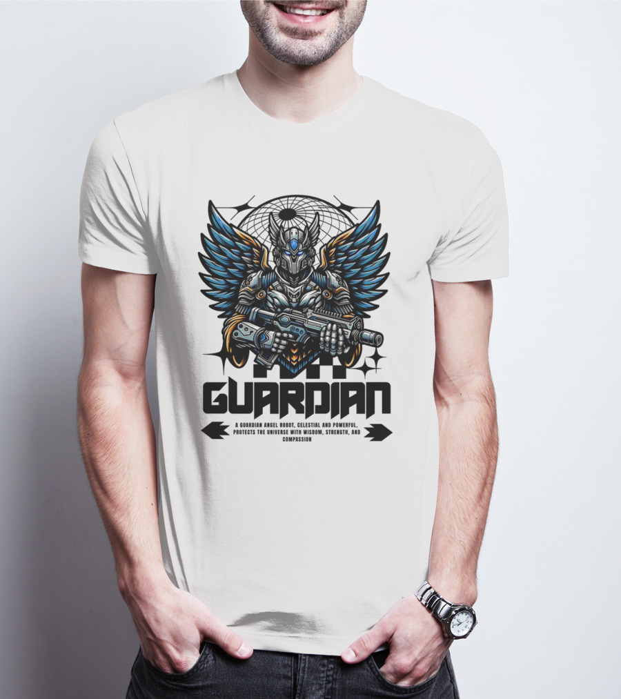 Guardian Angel Robot Celestial And Powerful Protects The Universe With Wisdom Strength And Compassion T-Shirt