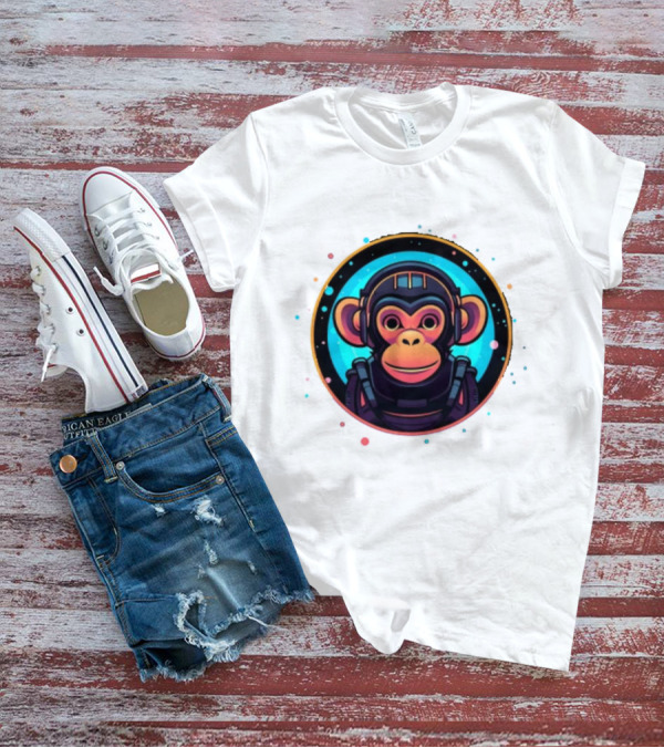 Neon Space Monkey Astronaut Galaxy Explorer T-Shirt