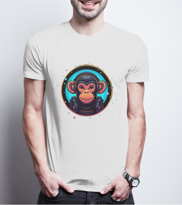 Neon Space Monkey Astronaut Galaxy Explorer T-Shirt
