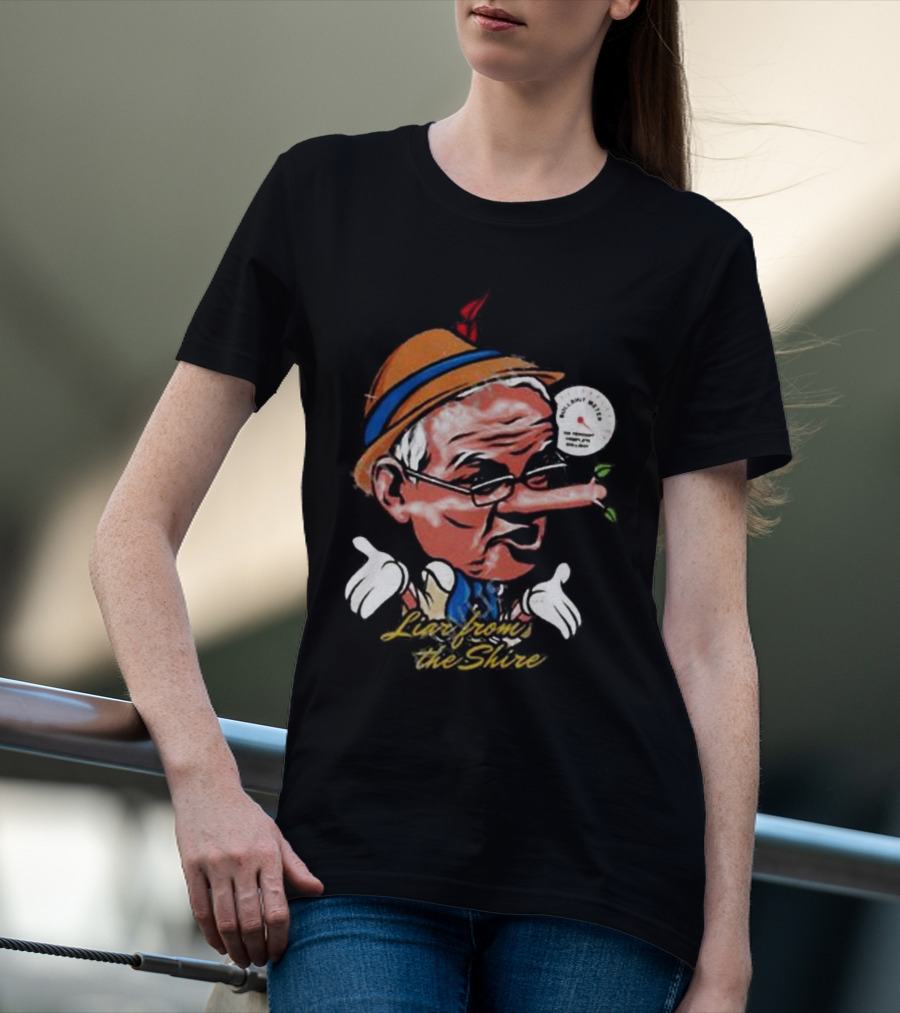 Scott Morrison Liar From The Shire Pinocchio Nose With Puppet Hands T-Shirt