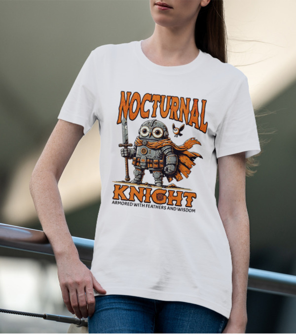 Nocturnal Knight Armored With Feathers And Wisdom Owl T-Shirt
