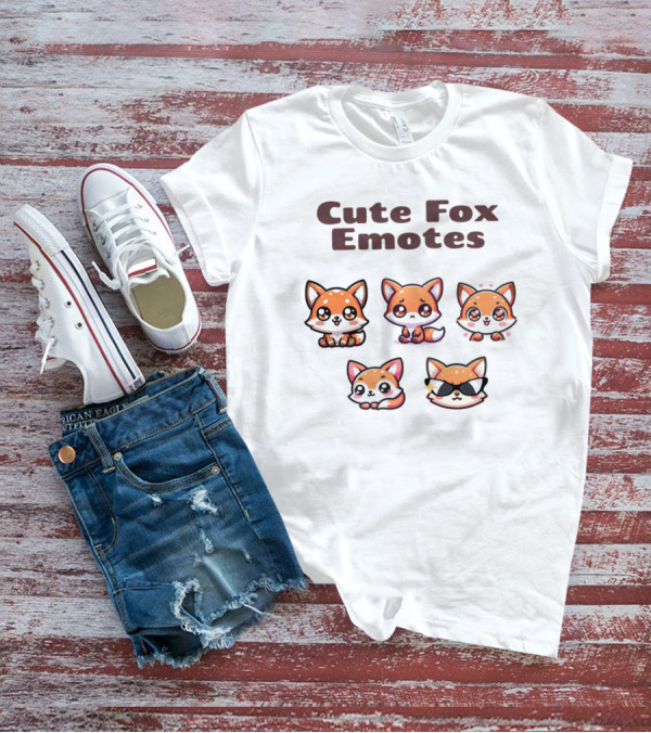 Cute Fox Emotes Collection Playful Expressions T-Shirt