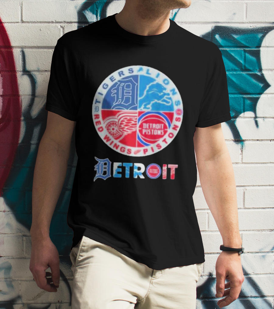 Detroit Tigers Lions Red Wings Pistons Circle T-Shirt