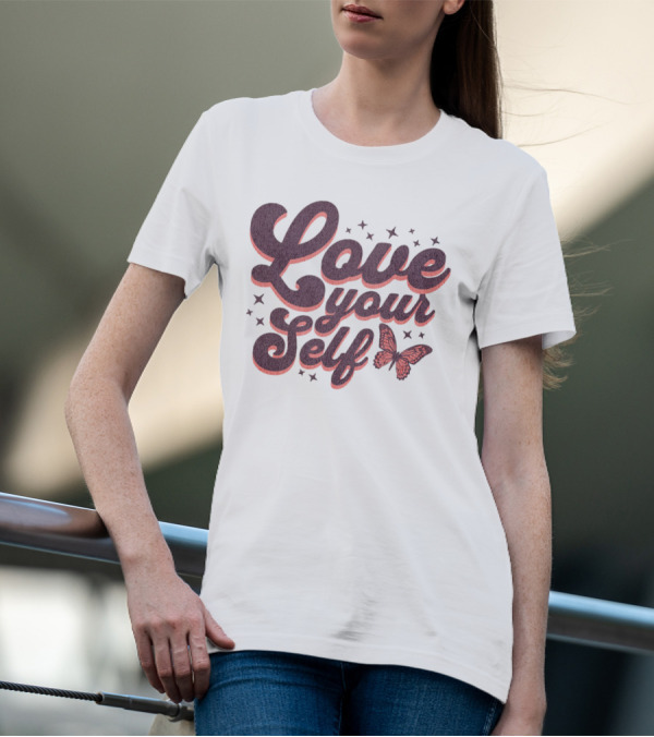 Love Yourself Butterfly With Stars T-Shirt