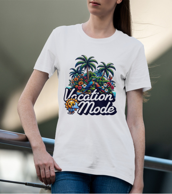 Vacation Mode Tropical Paradise Parrots And Palms T-Shirt