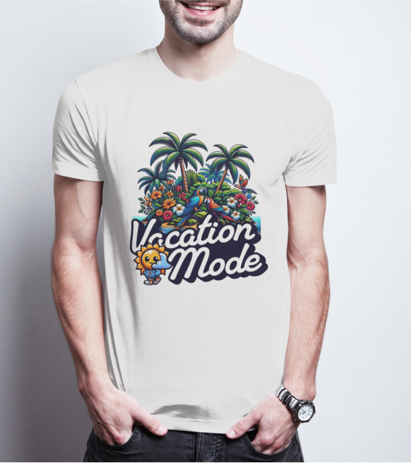 Vacation Mode Tropical Paradise Parrots And Palms T-Shirt