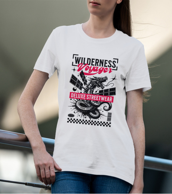 Wilderness Voyager Deluxe Streetwear Dragon Satellite T-Shirt