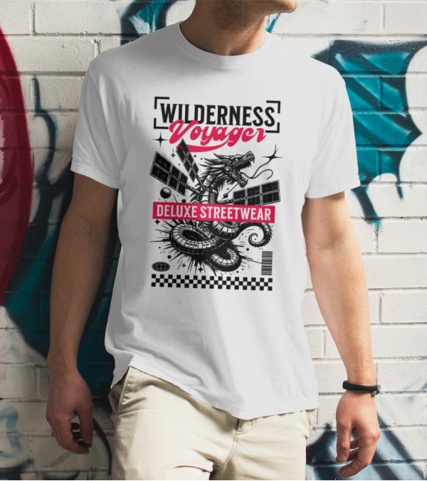 Wilderness Voyager Deluxe Streetwear Dragon Satellite T-Shirt