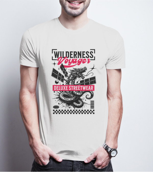 Wilderness Voyager Deluxe Streetwear Dragon Satellite T-Shirt