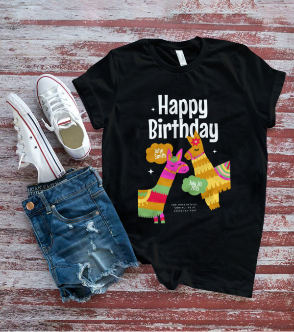 Happy Birthday John Smith Llamas July 20 2025 T-Shirt
