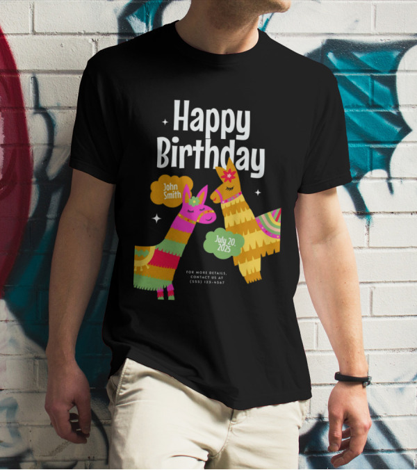 Happy Birthday John Smith Llamas July 20 2025 T-Shirt