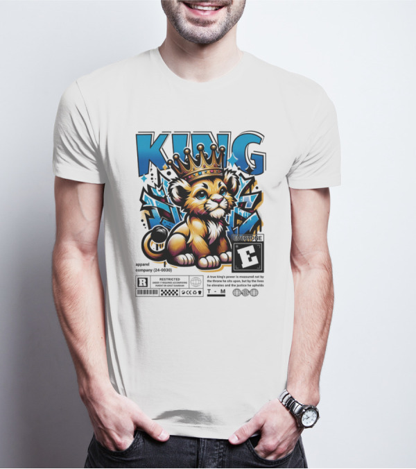 KING Lion Cub Crown Power True Justice Gaming E Motif T-Shirt