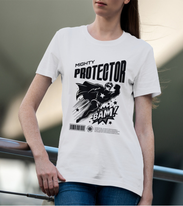 Mighty Protector BAAM Retro Comic Style Superhero T-Shirt
