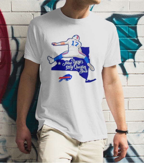 Buffalo Bills 17 New York's Only Quarterback With Iconic Jump And Team Colors T-Shirt