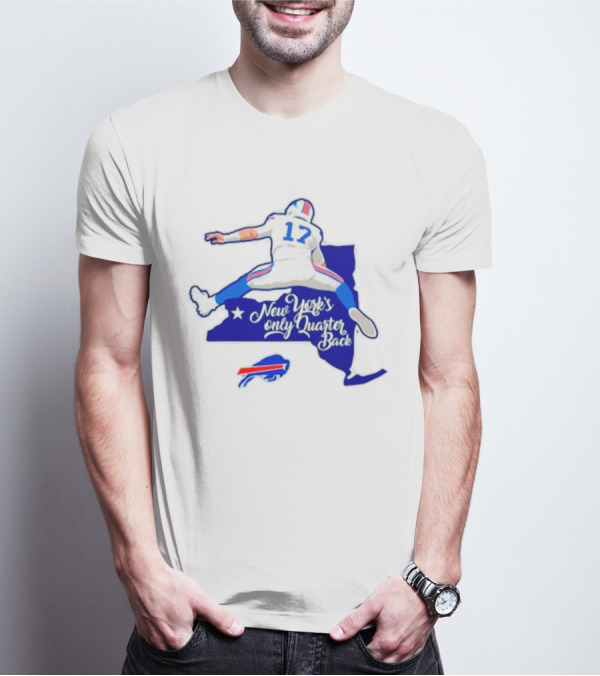 Buffalo Bills 17 New York's Only Quarterback With Iconic Jump And Team Colors T-Shirt