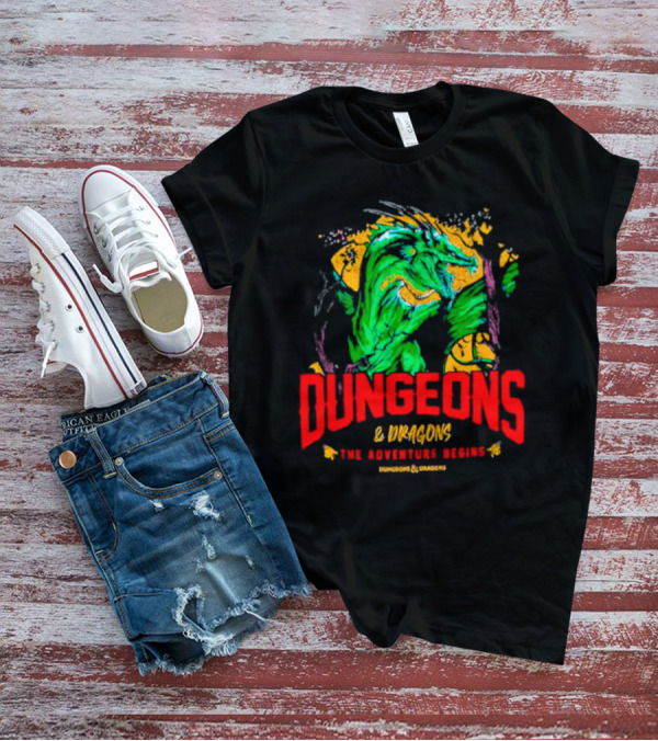 Dungeons And Dragons The Adventure Begins Green Dragon Fantasy T-Shirt