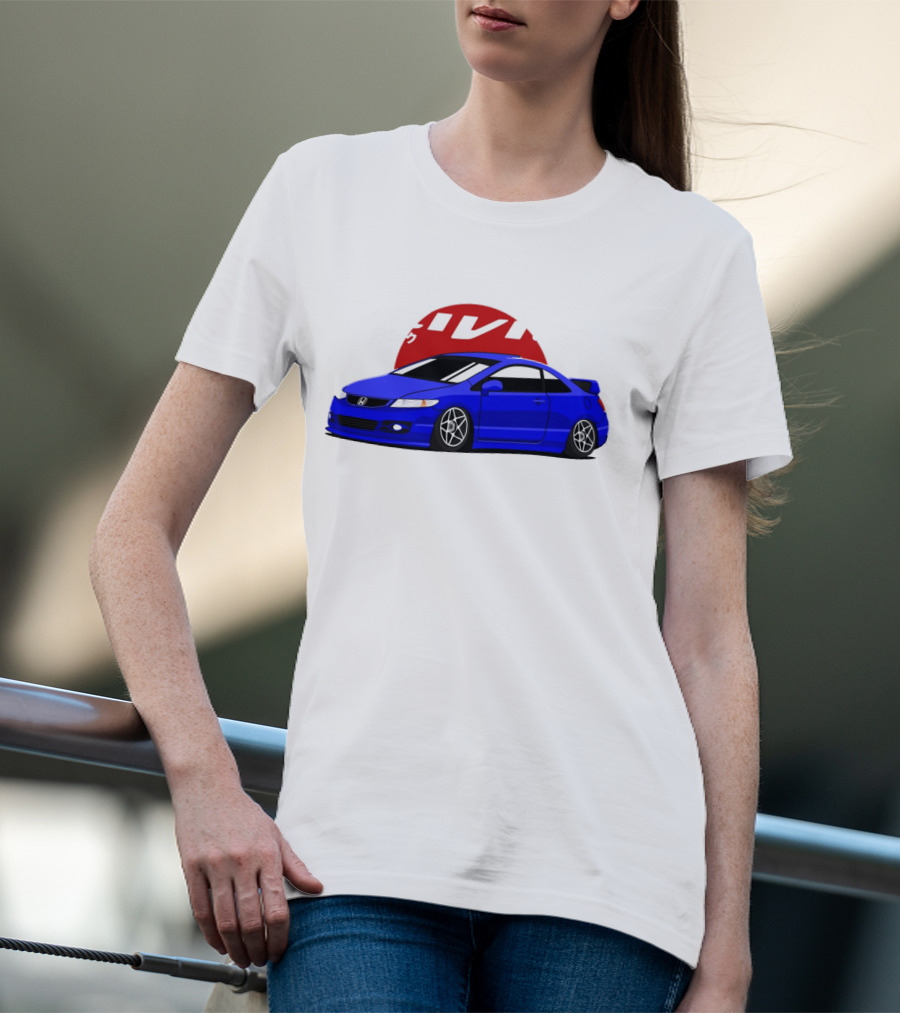 Civic SI JDM Cars Blue Honda With Japanese Characters T-Shirt