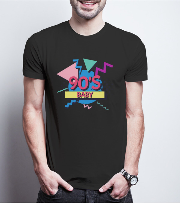 90's Baby Retro Geometric Shapes Colorful Triangles Zigzag T-Shirt