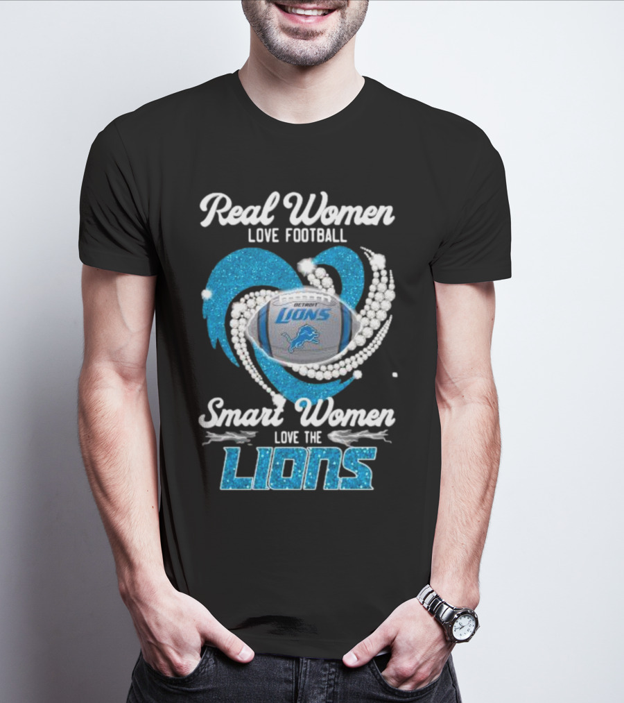 Real Women Love Football Smart Women Love The Detroit Lions Logo Football T-Shirt