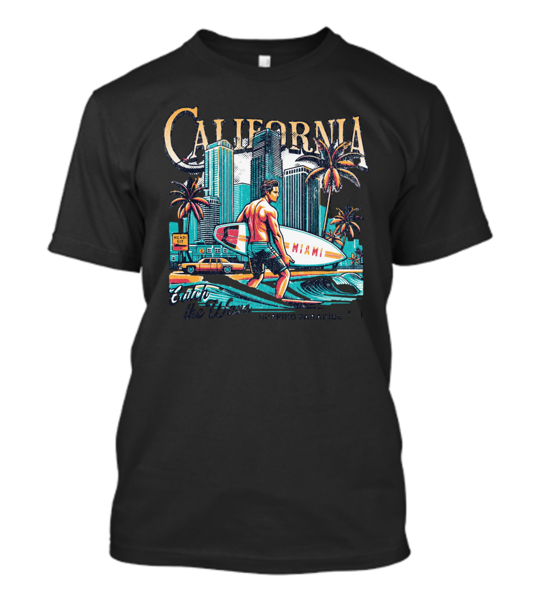 California Surfing Miami Skater Paradise Vintage Vibes T-Shirt