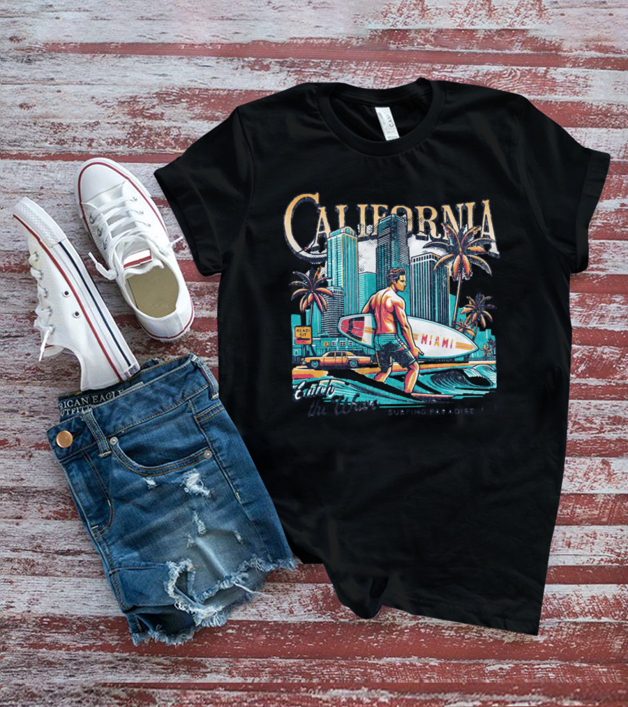 California Surfing Miami Skater Paradise Vintage Vibes T-Shirt