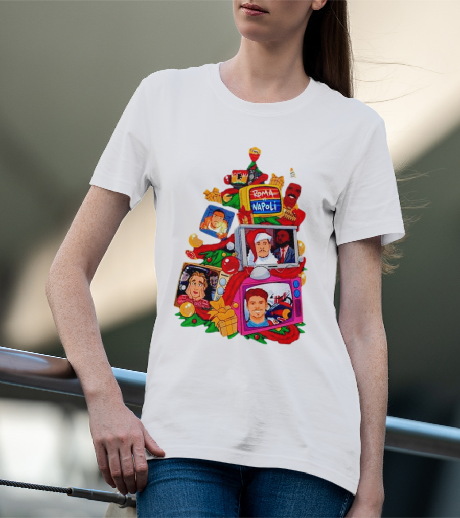 Romolo Con La Matchday Christmas Tree With Roma Napoli Christmas TV Characters T-Shirt