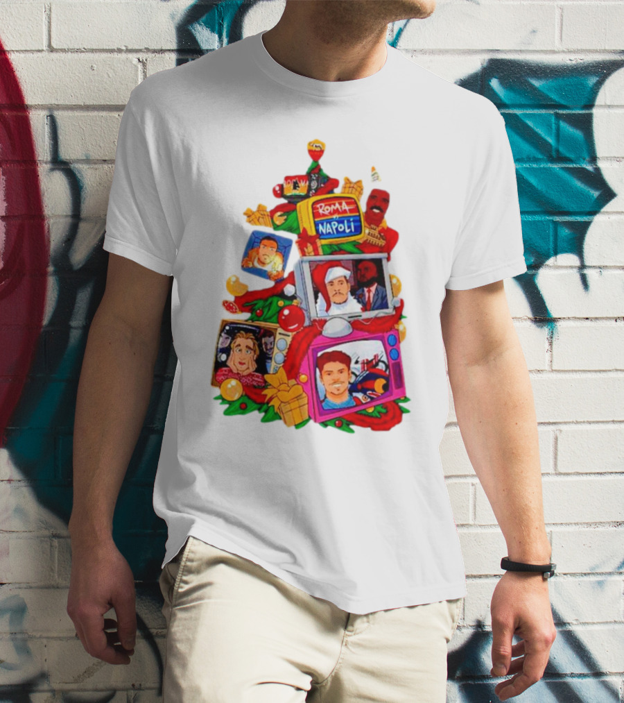 Romolo Con La Matchday Christmas Tree With Roma Napoli Christmas TV Characters T-Shirt