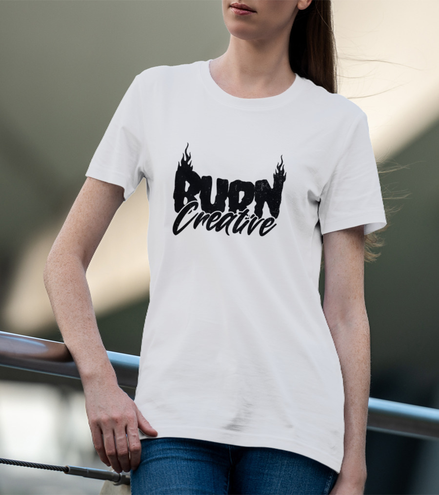Burn Creative Flame Text T-Shirt