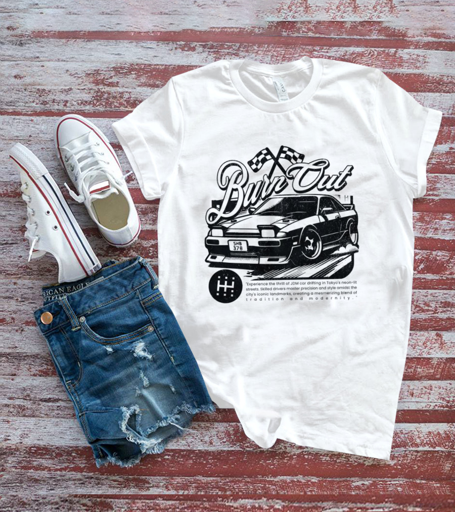 Burn Out JDM Car Drifting Tokyo Streets Tradition And Modernity T-Shirt
