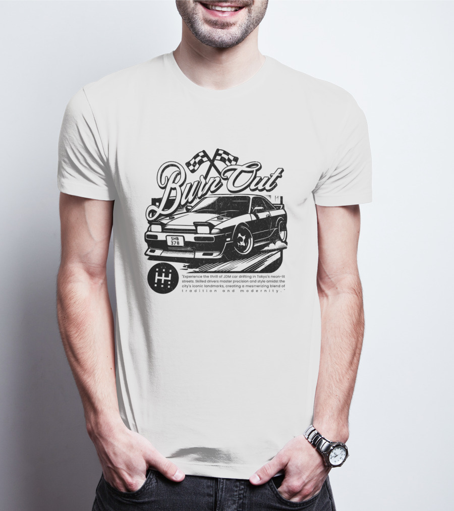 Burn Out JDM Car Drifting Tokyo Streets Tradition And Modernity T-Shirt
