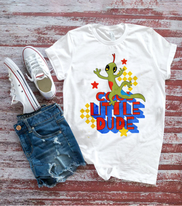 Cool Little Dude Lizard With Stars And Checkerboard T-Shirt