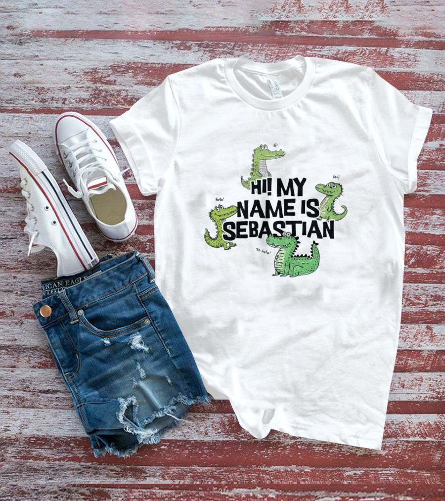 Hi My Name Is Sebastian Crocodile Greetings T-Shirt