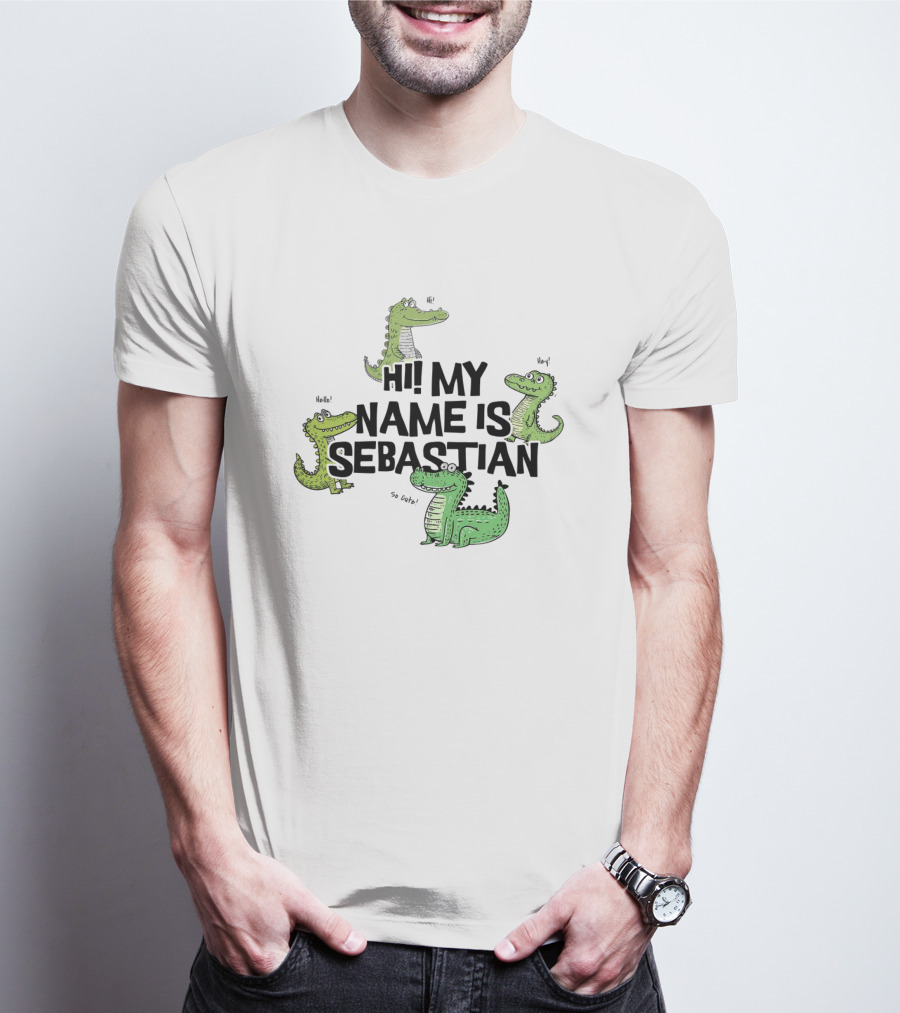 Hi My Name Is Sebastian Crocodile Greetings T-Shirt