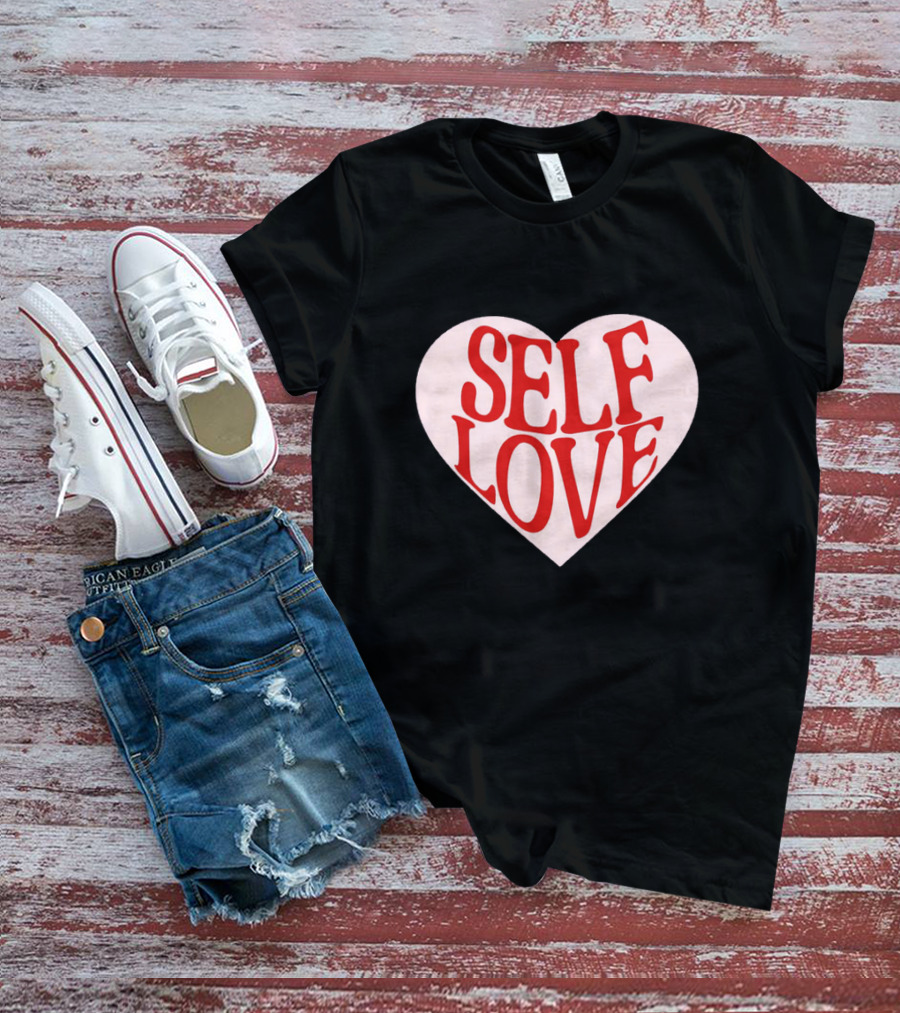 SELF LOVE Heart Retro Bold Typography T-Shirt