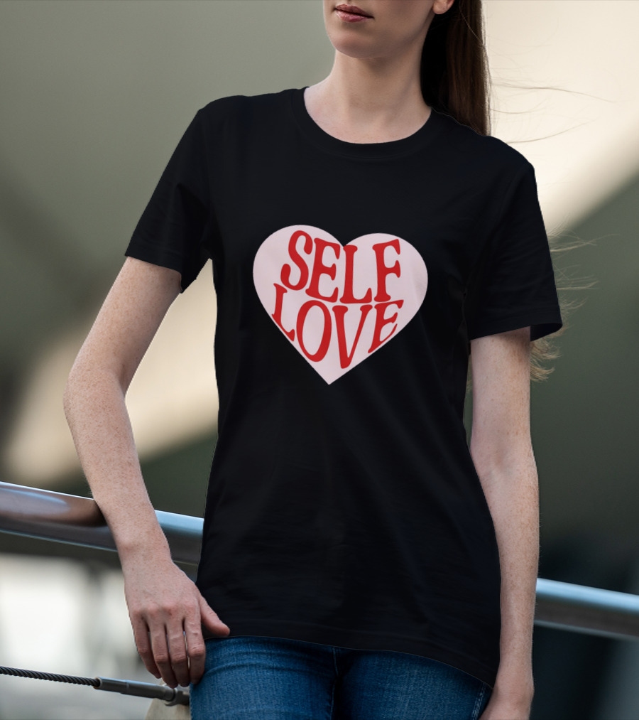 SELF LOVE Heart Retro Bold Typography T-Shirt
