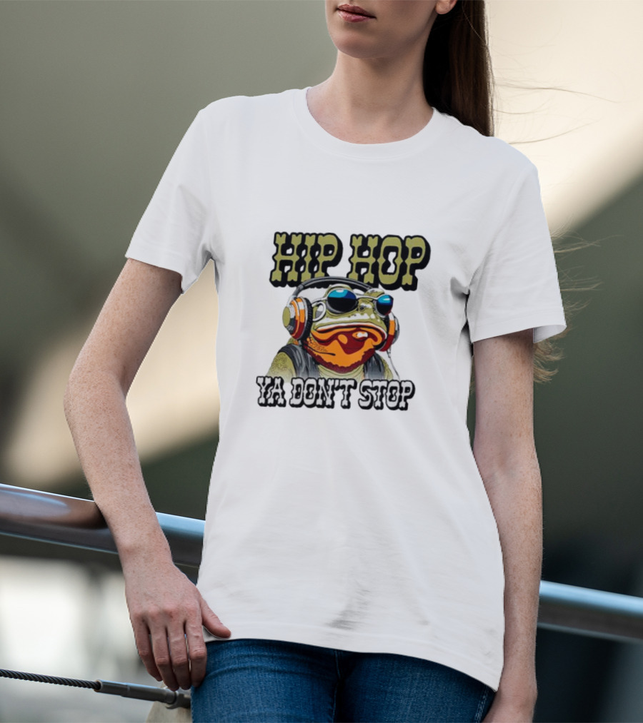 Hip Hop Frog Ya Don't Stop With Headphones T-Shirt