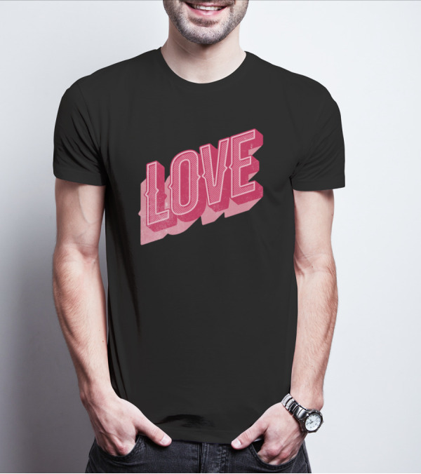 Love Typography Valentines Day Shirt Bold Lettering T-Shirt
