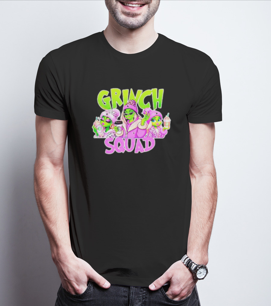 Grinch Squad Boujee Leopard Purple Alien Trio T-Shirt