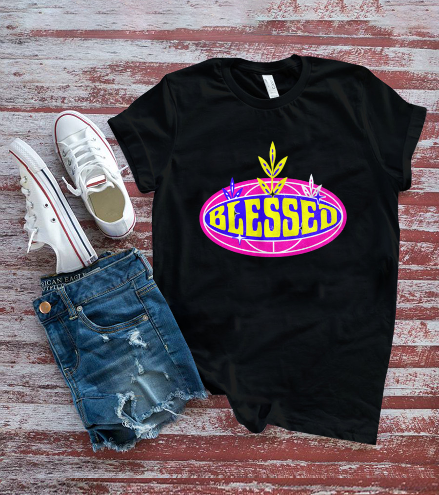 Blessed Colorful Retro Leaf Oval T-Shirt