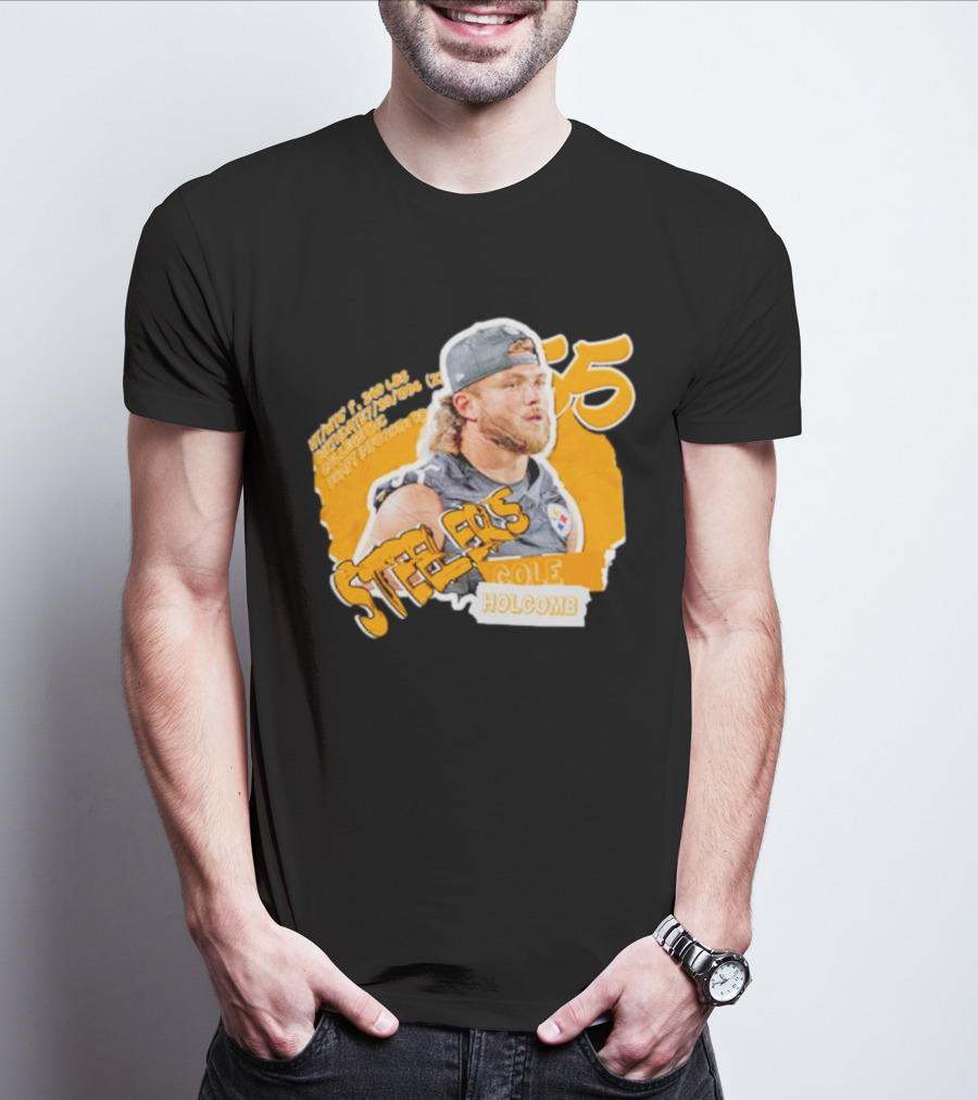 Steelers 55 Cole Holcomb Football Weight Height Hard Hitter T-Shirt