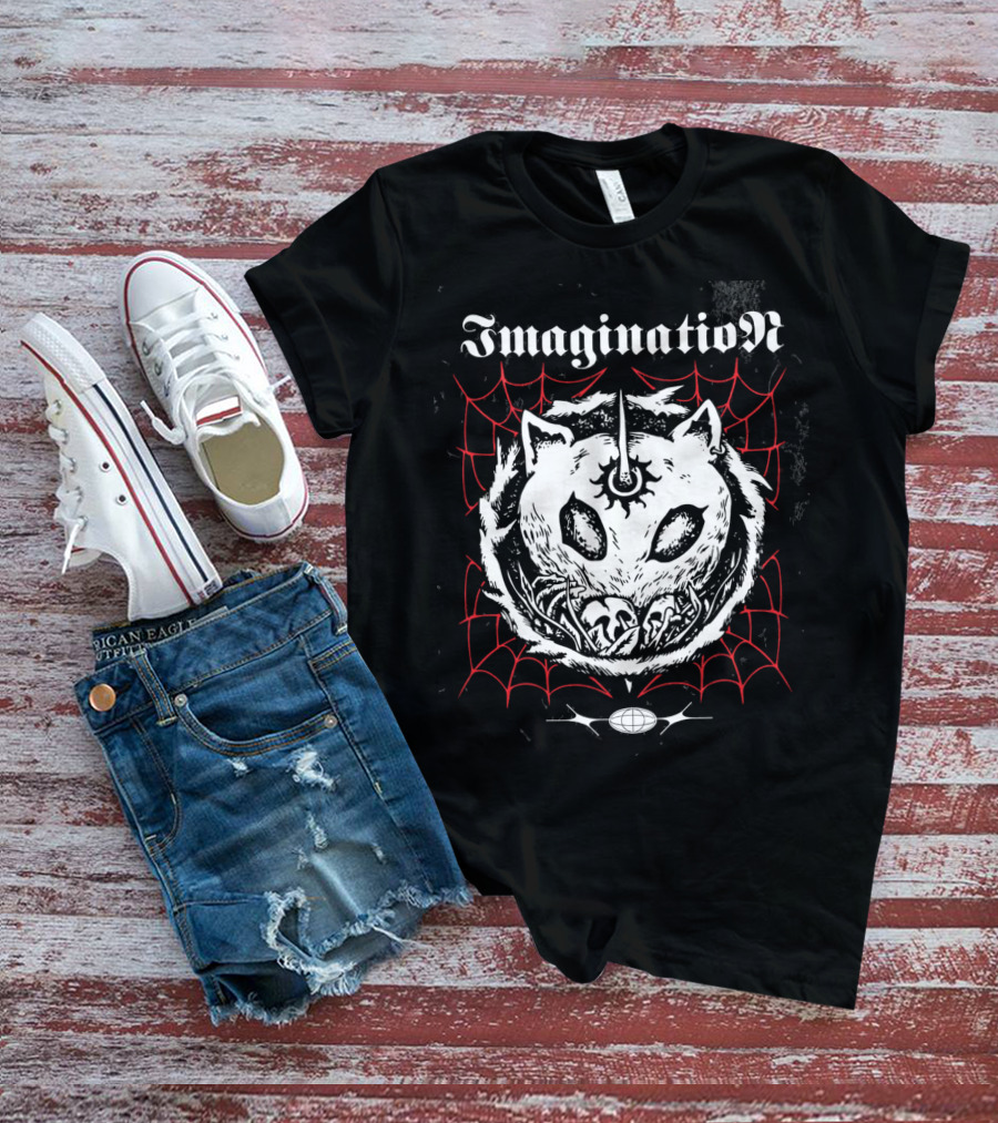 Imagination Unicorn Skull With Spider Webs And Crossbones T-Shirt
